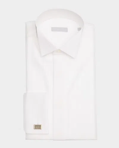 Stefano Ricci Men's French-cuff Pleated Bib Dress Shirt In White