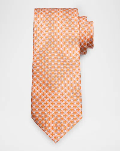 Stefano Ricci Men's Geometric Check Silk Tie In Orange