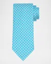 Stefano Ricci Men's Geometric Check Silk Tie In Turquoise
