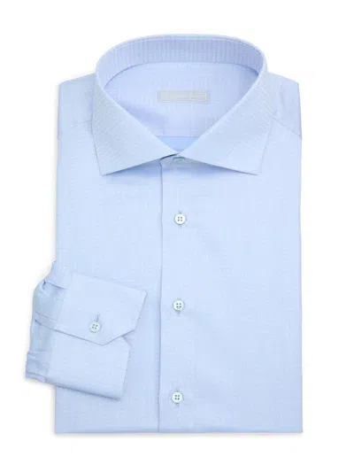 Stefano Ricci Men's Geometric Circle Cotton Dress Shirt In Blue