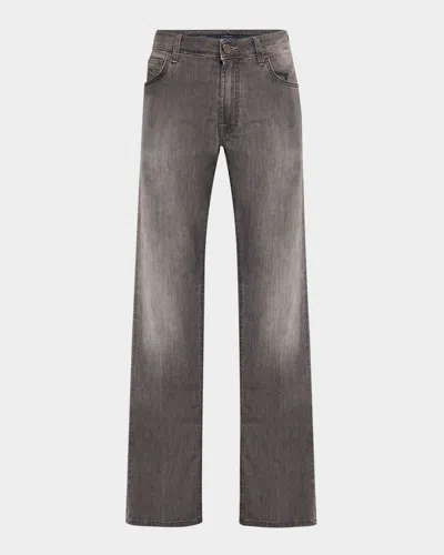 Stefano Ricci Men's Grey-wash Slim Fit Jeans In Gray