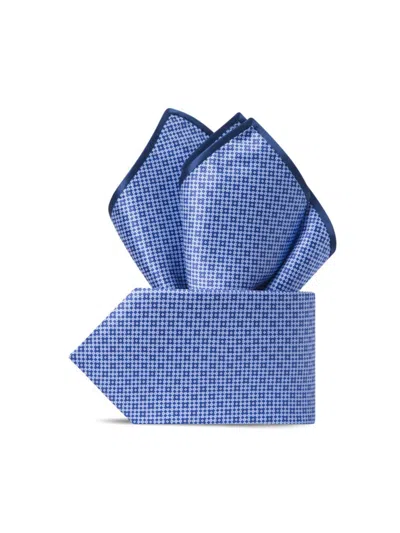 Stefano Ricci Men's Hand Printed Silk Tie Set In Blue
