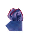 Stefano Ricci Men's Hand Printed Silk Tie Set In Blue Red