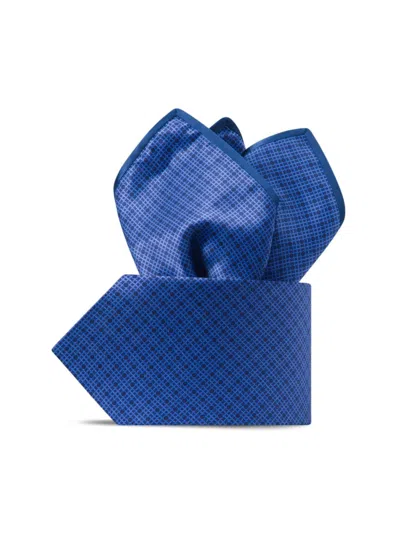 Stefano Ricci Men's Hand Printed Silk Tie Set In Navy Blue