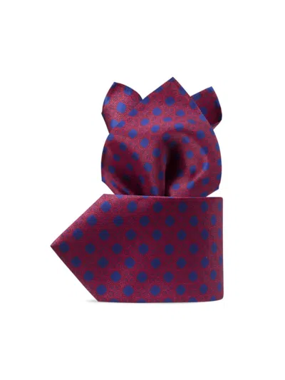 Stefano Ricci Men's Hand Printed Silk Tie Set In Red