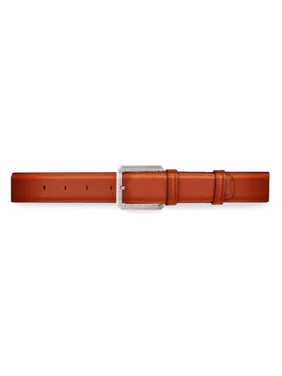 Stefano Ricci Men's Handmade Antique Italian Calfskin Leather Belt In Orange