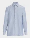Stefano Ricci Men's Heathered Cotton And Linen Sport Shirt In Blue