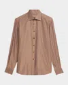 Stefano Ricci Men's Heathered Cotton And Linen Sport Shirt In Brown