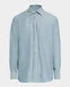 Stefano Ricci Men's Heathered Cotton And Linen Sport Shirt In Light Green