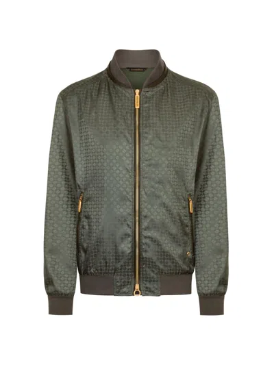 Stefano Ricci Men's Jacquard And Lambskin Leather Blouson Jacket In Gray