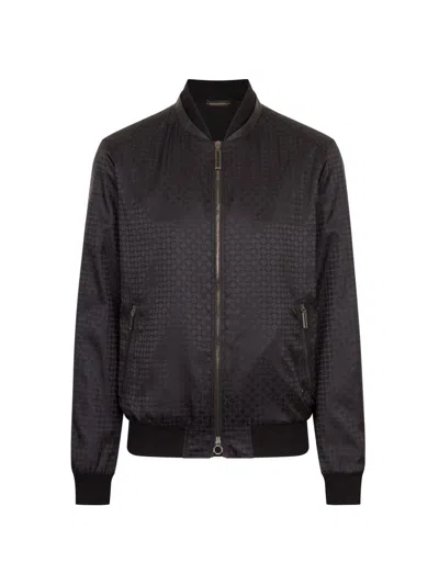 Stefano Ricci Men's Jacquard And Lambskin Leather Blouson Jacket In Black