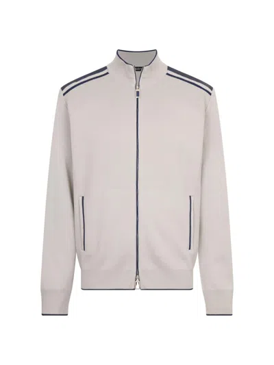 Stefano Ricci Men's Jogging Blouson Jacket With Croc Details In White