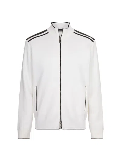 Stefano Ricci Men's Jogging Blouson Jacket With Croc Details In White
