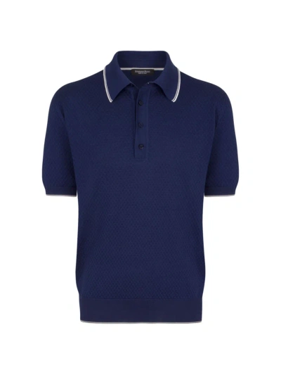 Stefano Ricci Men's Knit Short Sleeve Four-button Polo Shirt In Navy Blue