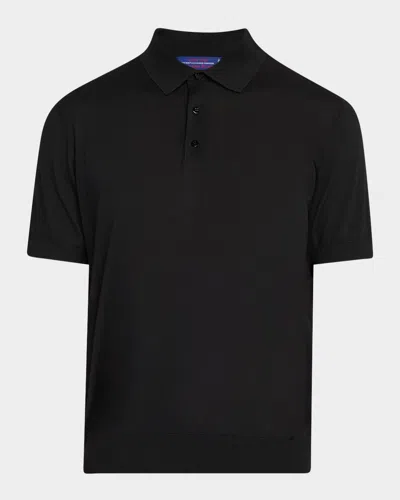 Stefano Ricci Men's Knit Short-sleeve Polo Sweater In Black