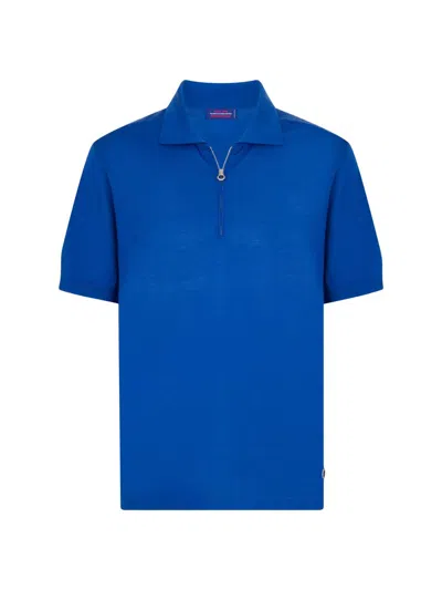 Stefano Ricci Men's Knit Zipper Polo In Blue