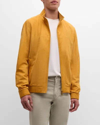 Stefano Ricci Men's Lambskin Suede Jacket In Yellow