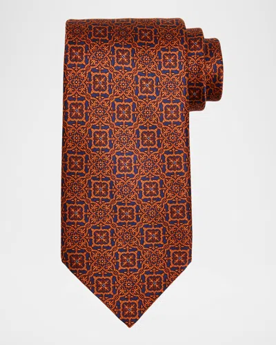 Stefano Ricci Men's Large Medallion Silk Tie In Brown