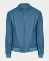 Stefano Ricci Men's Leather Full-zip Blouson Jacket In Blue