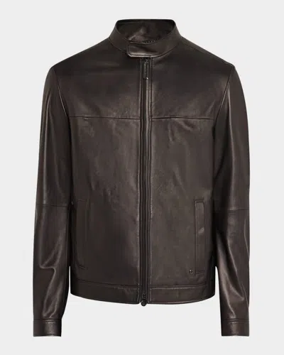 Stefano Ricci Men's Leather Moto Jacket In Black