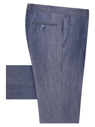 Stefano Ricci Men's Linen & Wool Slim-fit Trousers In Blue