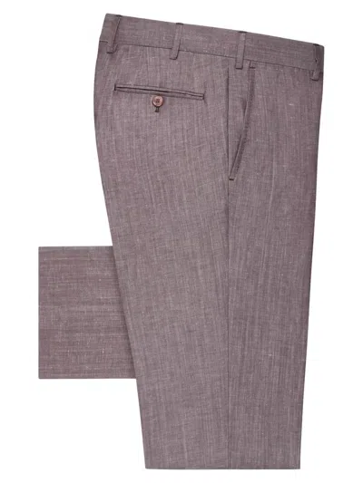Stefano Ricci Men's Linen & Wool Slim-fit Trousers In Brown