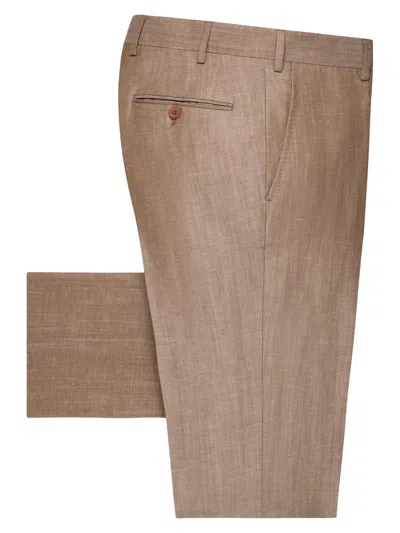 Stefano Ricci Men's Linen & Wool Slim-fit Trousers In Brown