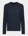 Stefano Ricci Men's Linen Long-sleeve Logo T-shirt In Dark Blue