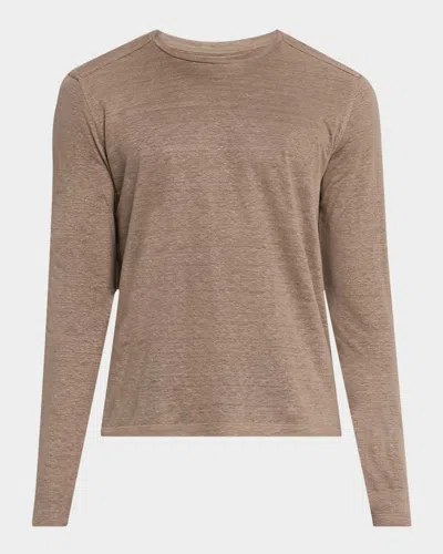 Stefano Ricci Men's Linen Long-sleeve T-shirt In Brown
