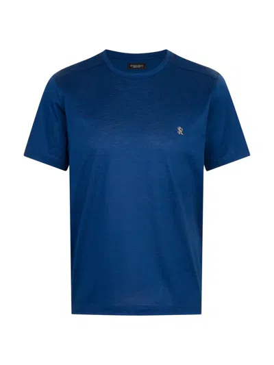 Stefano Ricci Men's Logo Cotton T-shirt In Blue