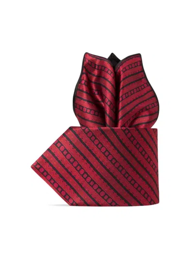 Stefano Ricci Men's Luxury Hand-printed Silk Tie Set In Red