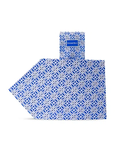Stefano Ricci Men's Luxury Handmade Silk Tie In Blue White