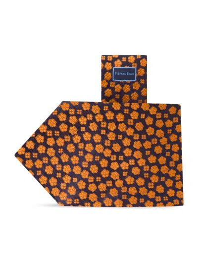 Stefano Ricci Men's Luxury Handmade Silk Tie In Orange Black
