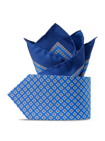 Stefano Ricci Men's Luxury Printed Silk Tie Set In Blue