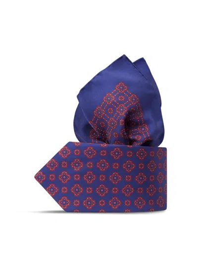 Stefano Ricci Men's Luxury Printed Silk Tie Set In Blue