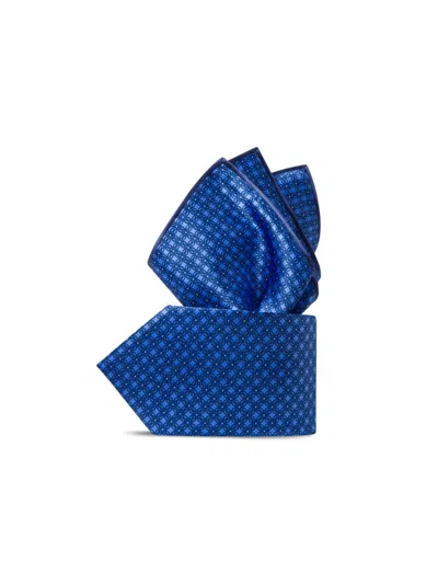 Stefano Ricci Men's Luxury Printed Silk Tie Set In Blue
