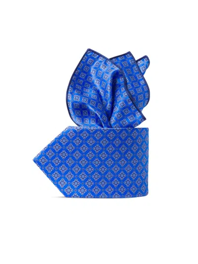 Stefano Ricci Men's Luxury Printed Silk Tie Set In Blue