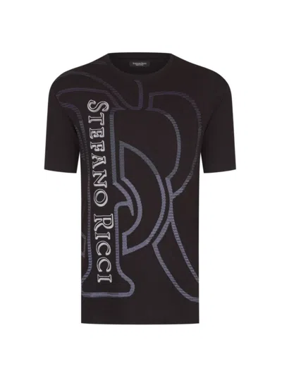 Stefano Ricci Men's Macro Logo Motif T-shirt In Black