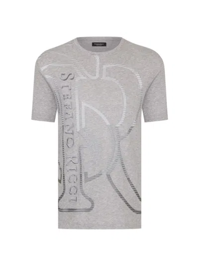 Stefano Ricci Men's Macro Logo Motif T-shirt In Grey