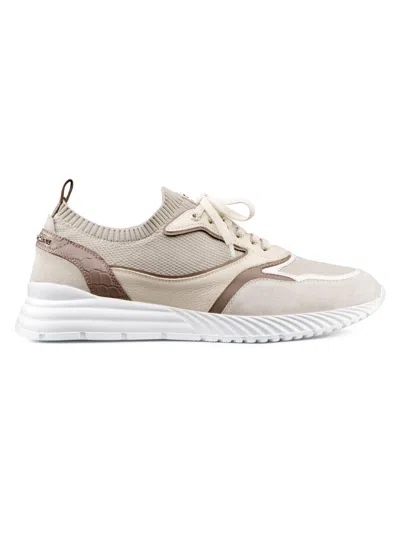 Stefano Ricci Men's Matted Crocodile And Suede Sneakers In White