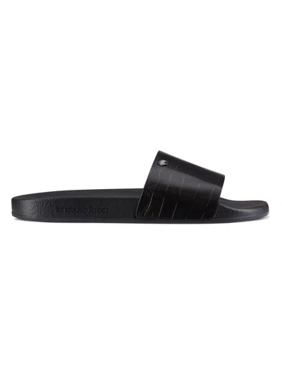 Stefano Ricci Men's Matted Crocodile Leather Slides In Black