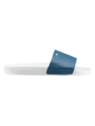 Stefano Ricci Men's Matted Crocodile Leather Slides In Blue