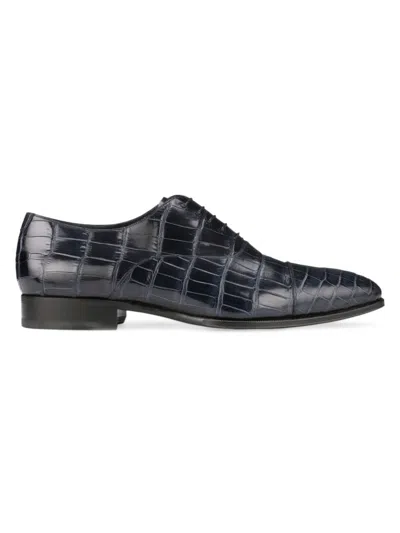 Stefano Ricci Men's Matted Crocodile Oxford Shoes In Blue