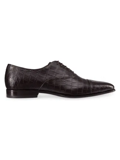 Stefano Ricci Men's Matted Crocodile Oxford Shoes In Dark Brown