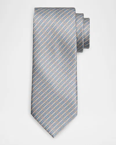 Stefano Ricci Men's Medallion Stripe Silk Tie In Gray