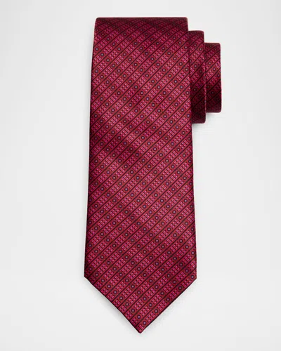 Stefano Ricci Men's Medallion Stripe Silk Tie In Red