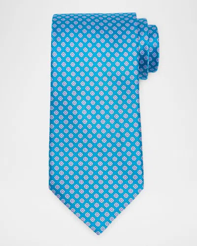 Stefano Ricci Men's Micro-floral Silk Tie In Turquoise