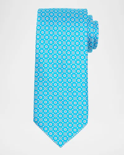 Stefano Ricci Men's Micro-floral Silk Tie In Turquoise