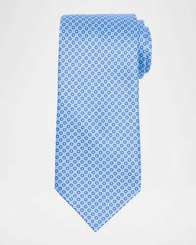 Stefano Ricci Men's Micro-geometric Jacquard Silk Tie In Light Blue