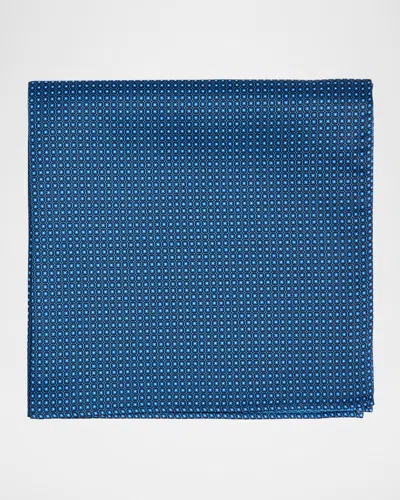 Stefano Ricci Men's Micro-geometric Silk Pocket Square In Blue